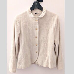 Apuntob Round Collar Cotton Corduroy Jacket in Milk (Lait), Size Small
